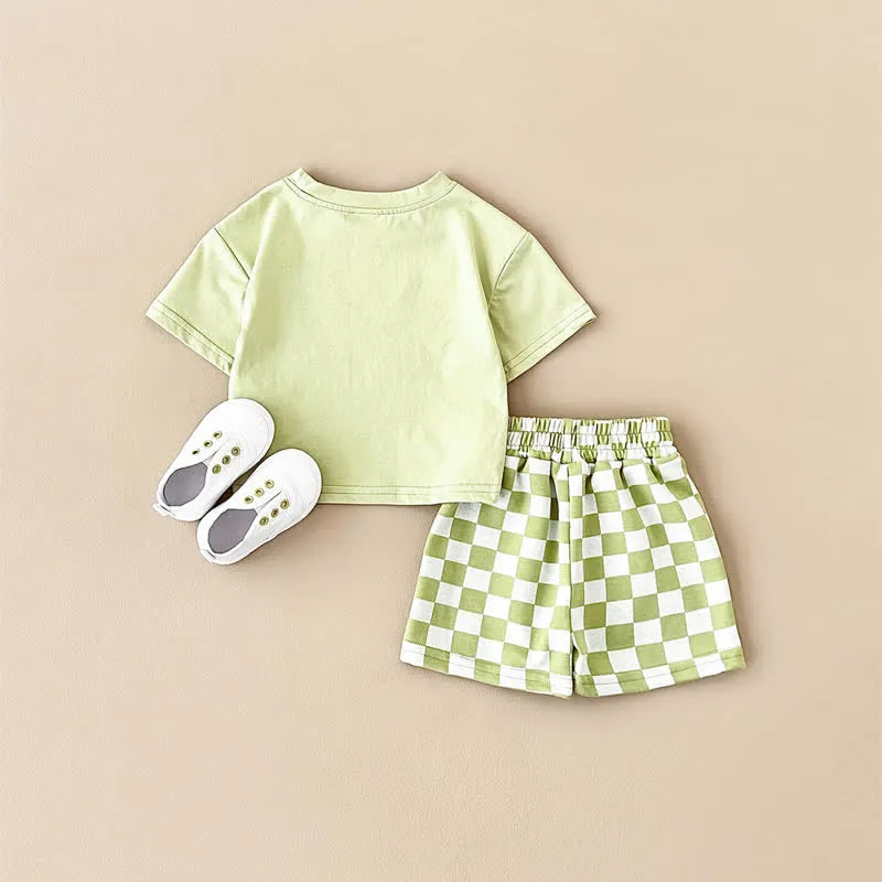 Baby 2-Piece Soft Checkerboard Sweatsuit Set