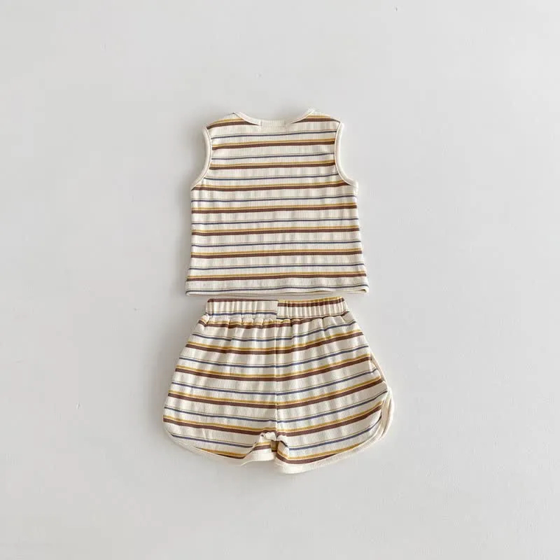 Kid 2-Piece Casual Striped Sleeveless Set