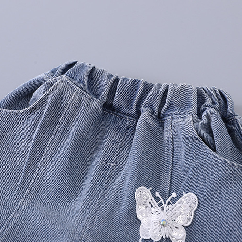 Kids Bow Sweatshirt and Denim Pants Set