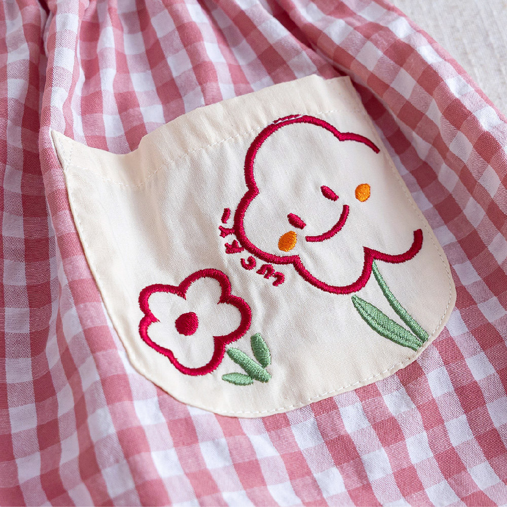 Kids Plaid Flower Loose Pants