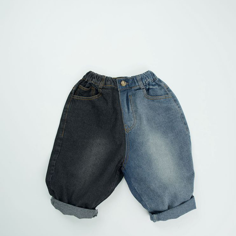 Toddler Black and Blue Patchwork Jeans