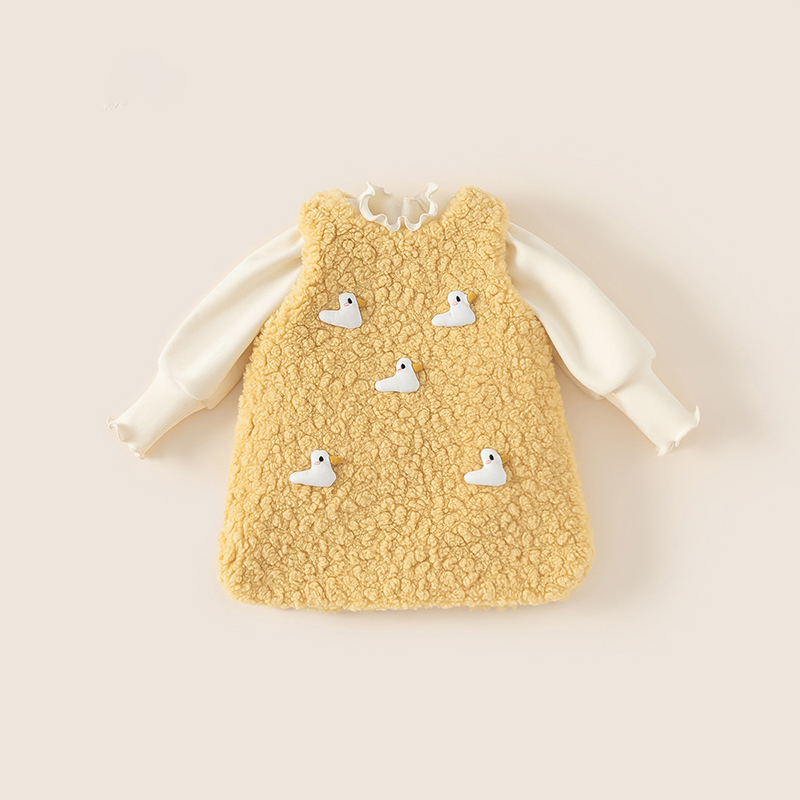 2 Piece Toddler 3D Duck and Mushroom Plush Dress Set