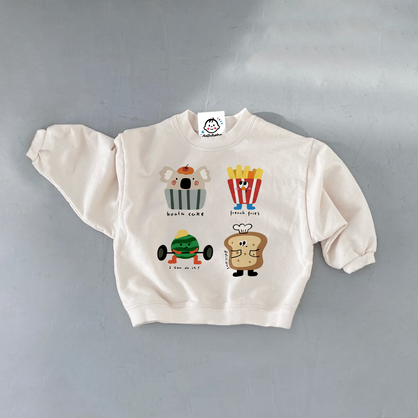 Baby Koala Chips Watermelon Toast White Sweatshirt