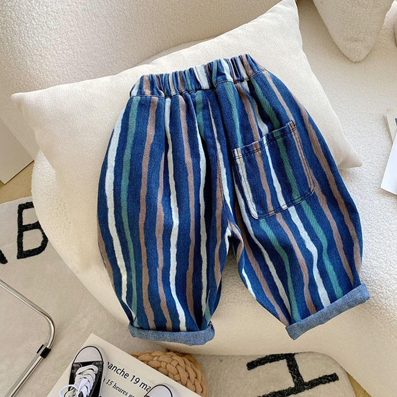 Toddler Colorful Vertical Striped Denim Pants