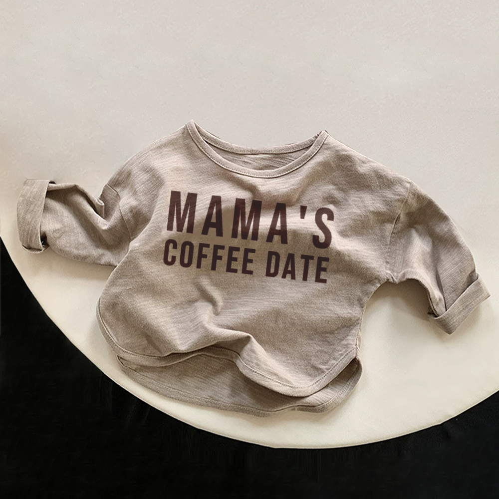 MAMA'S COFFEE DATE Kids Boy Solid Color Loose Shirt