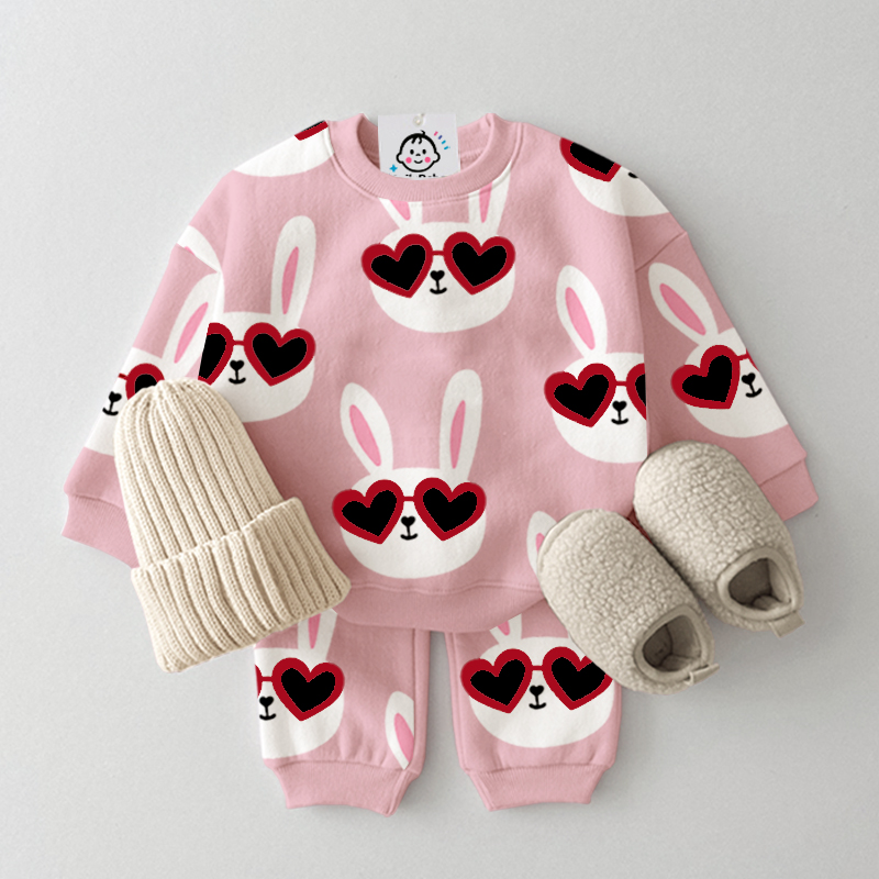 Baby Toddler Heart Sunglasses Bunny Pattern 2-Piece Set