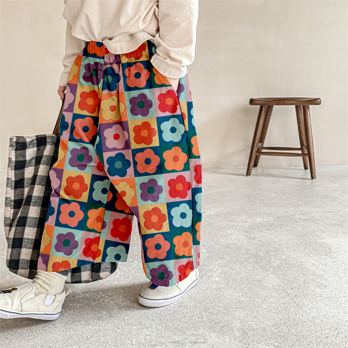 Baby & Kids Flower Check Print Pants