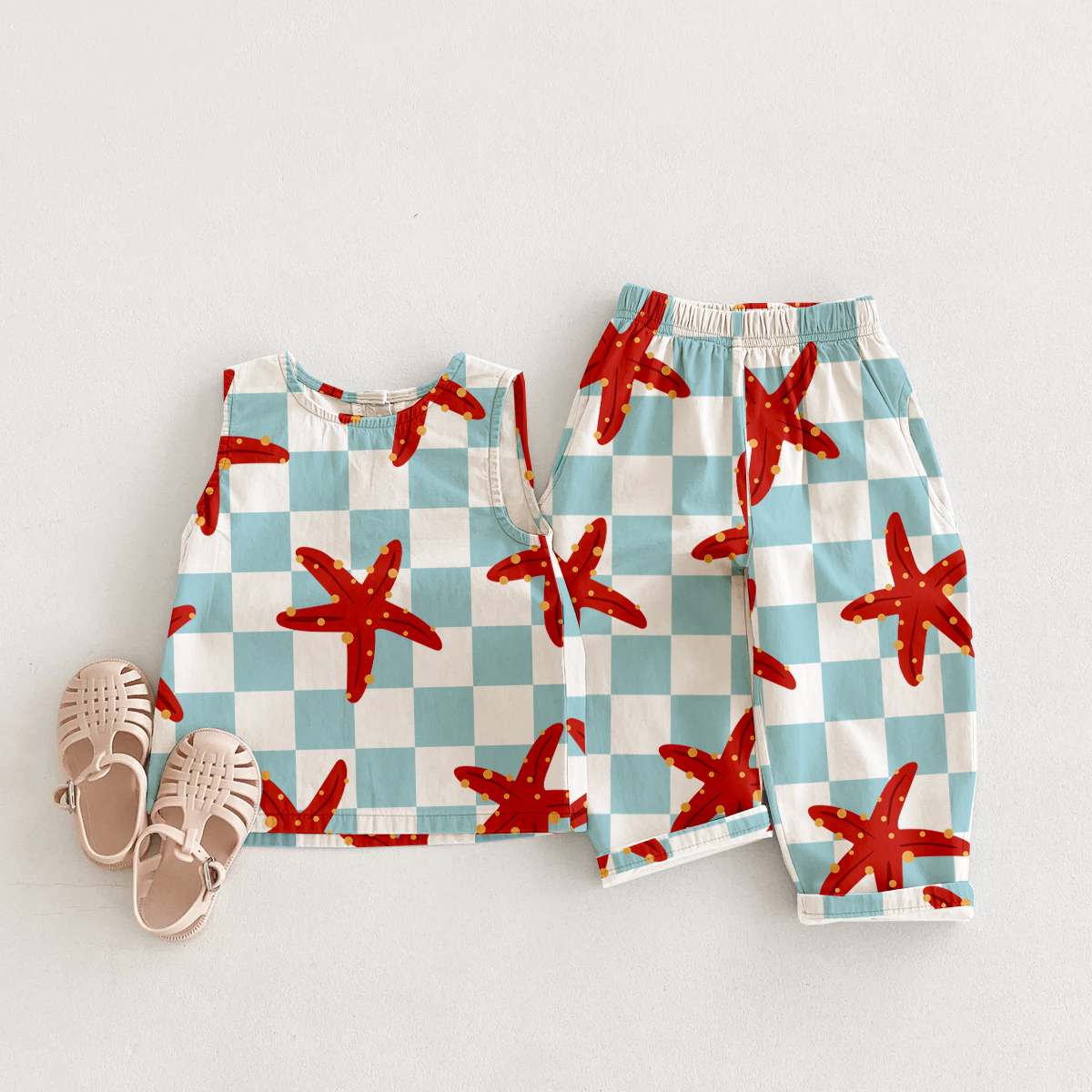 Baby & Kids Starfish Plaid 2 Piece Set