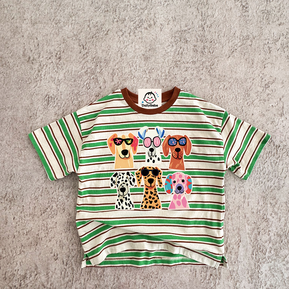 Baby & Kids Dog Print Stripe T-Shirt (6M-12Y)