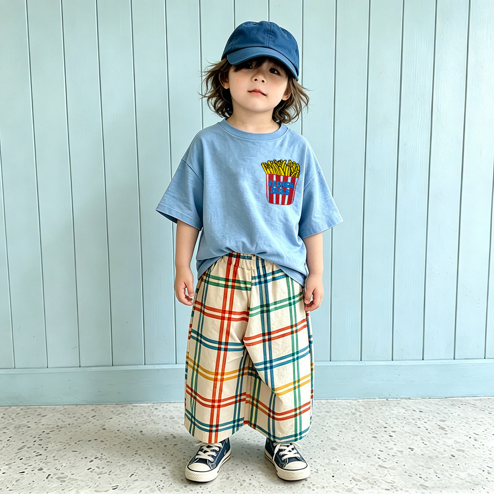 Baby & Kids Dog Skateboard Colorful Plaid 2 Piece Set