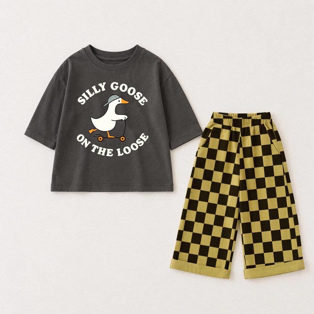 SILLY GOOSE ON THE LOOSE Baby & Kids Skateboard Goose Checkerboard 2 Piece Set
