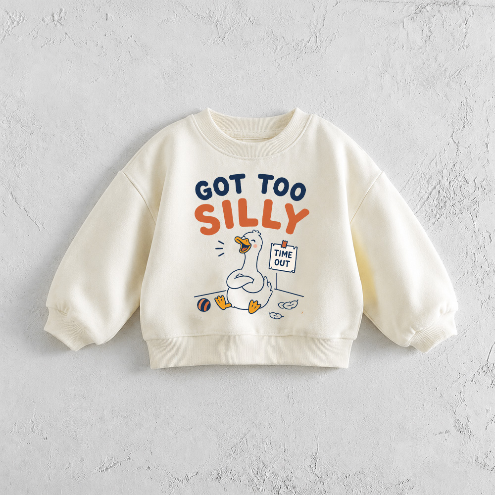 [Copy]GOT TOO SILLY Baby & Kids Goose Pattern White Sweatshirt