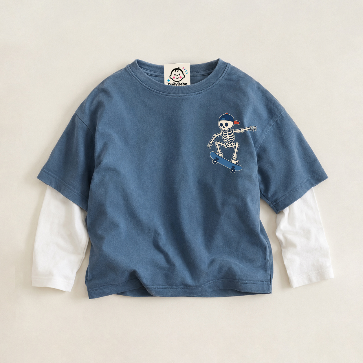 Baby & Kids Skull Skateboard Faux Two-Piece Tee (6M-12Y)