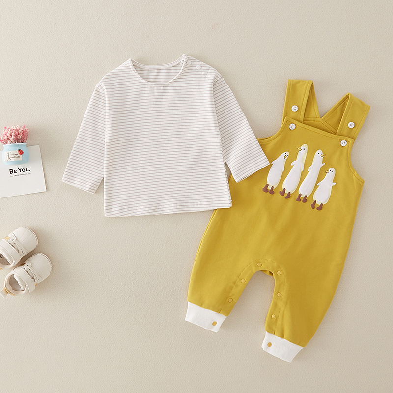 Baby 2-Piece Penguin Striped Yellow Set