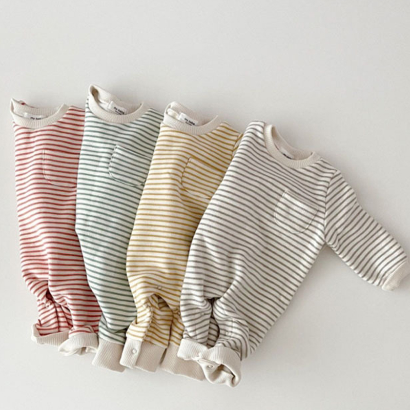 Baby Round Neck Striped Romper