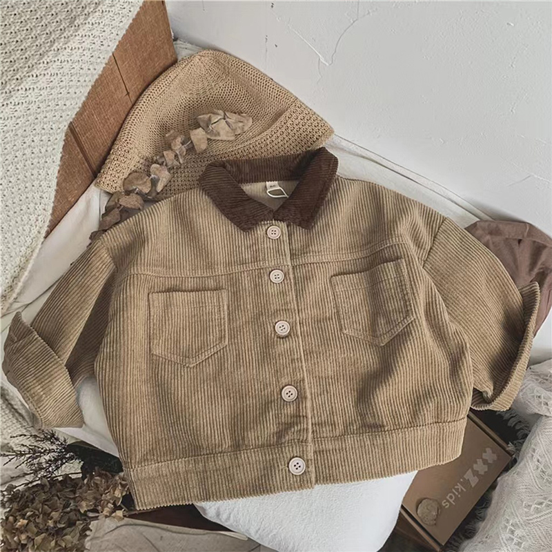 Toddler Solid Color Corduroy Lapel Jacket