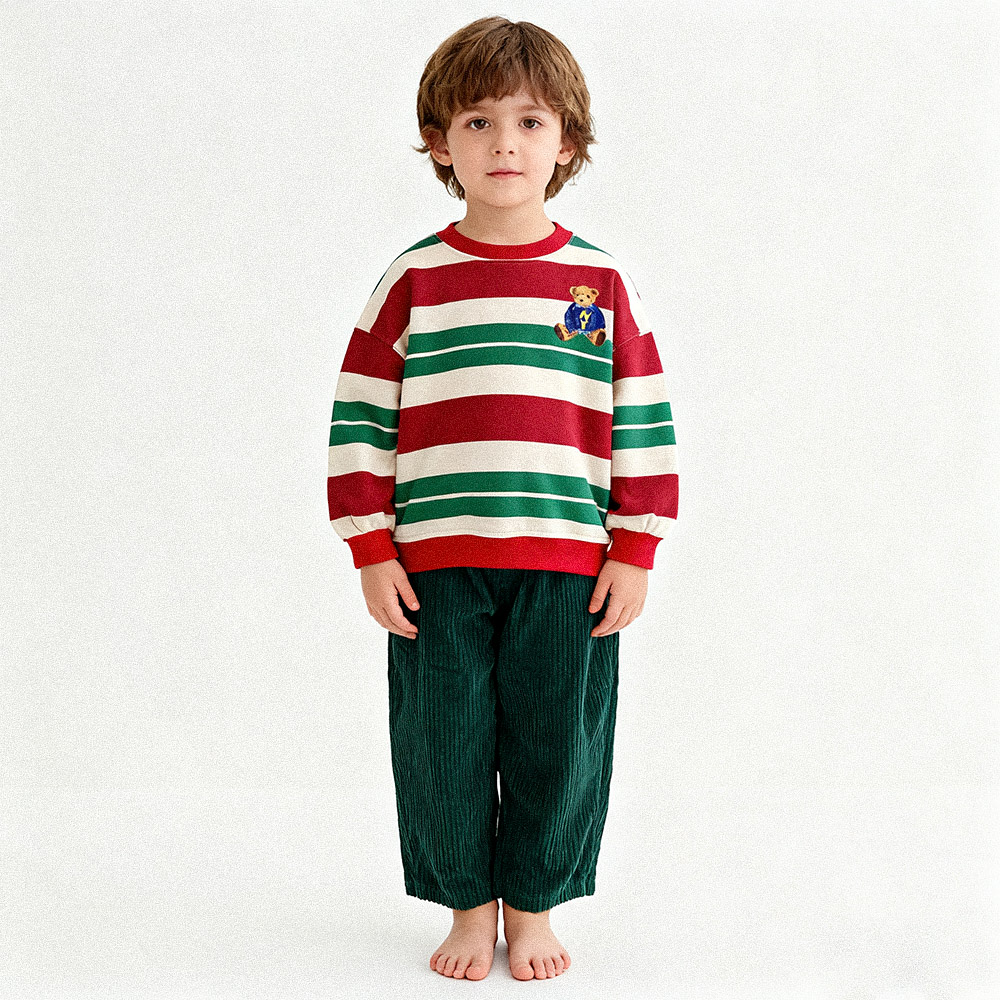 Baby & Kids Christmas Bear Stripe Sweatshirt 