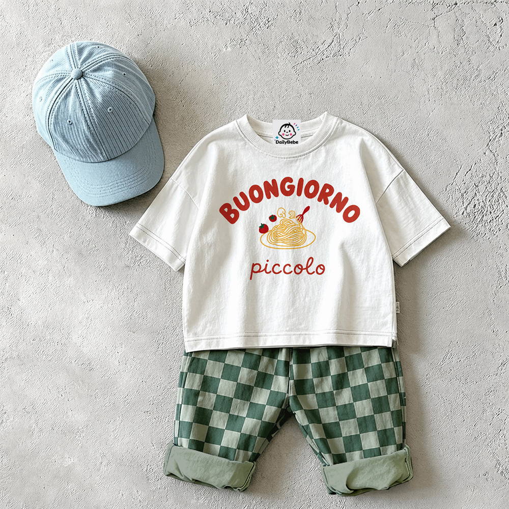 Baby & Kids Dog Skateboard Colorful Plaid 2 Piece Set