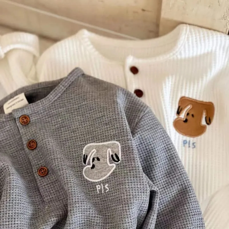 Toddler Embroidered Puppy Waffle T-Shirt