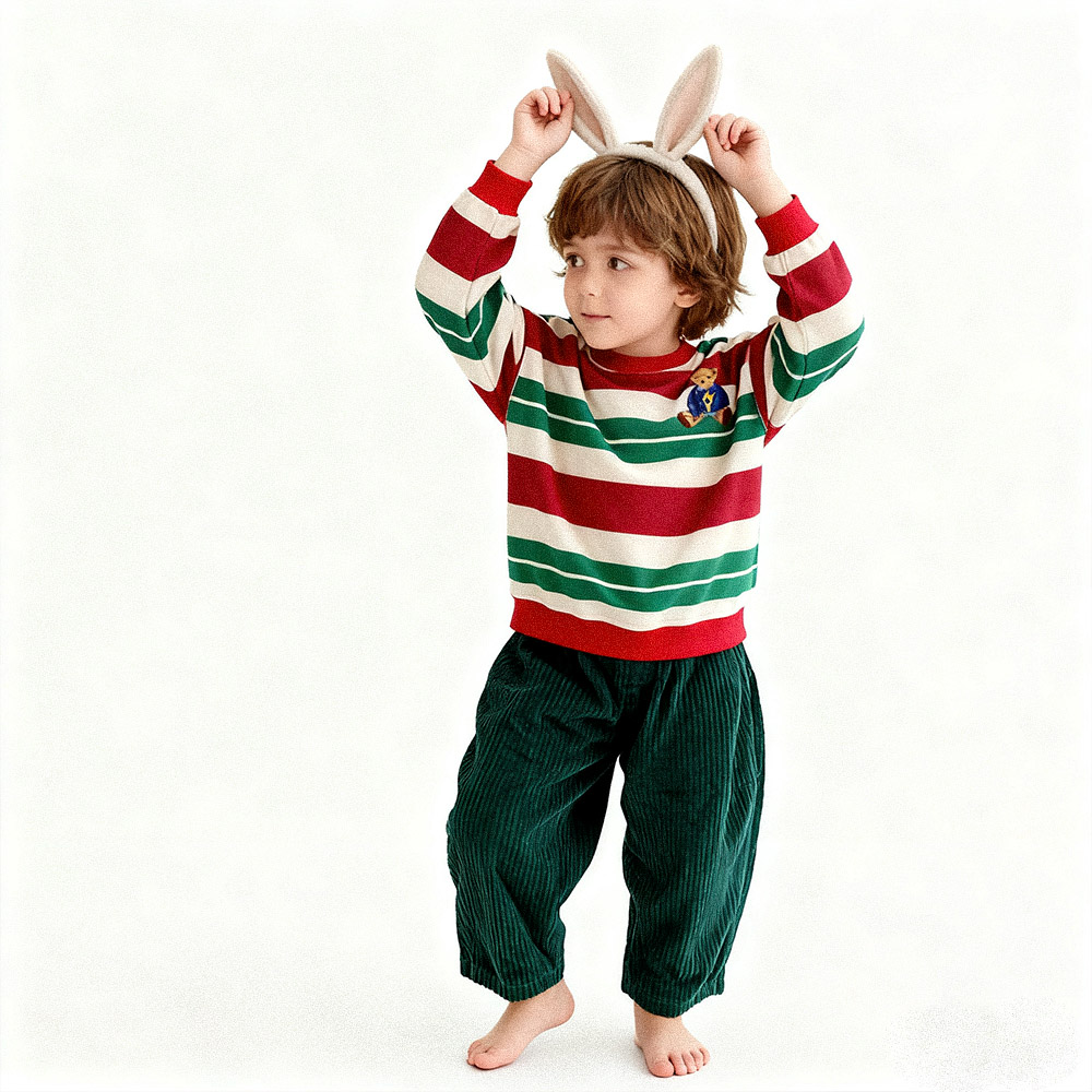 Baby & Kids Christmas Bear Stripe Sweatshirt 