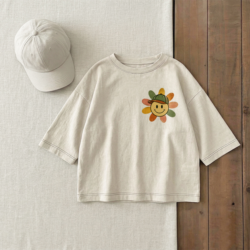 Baby & Kids Flower Hat Smiling Face T-Shirt (6M-12Y)