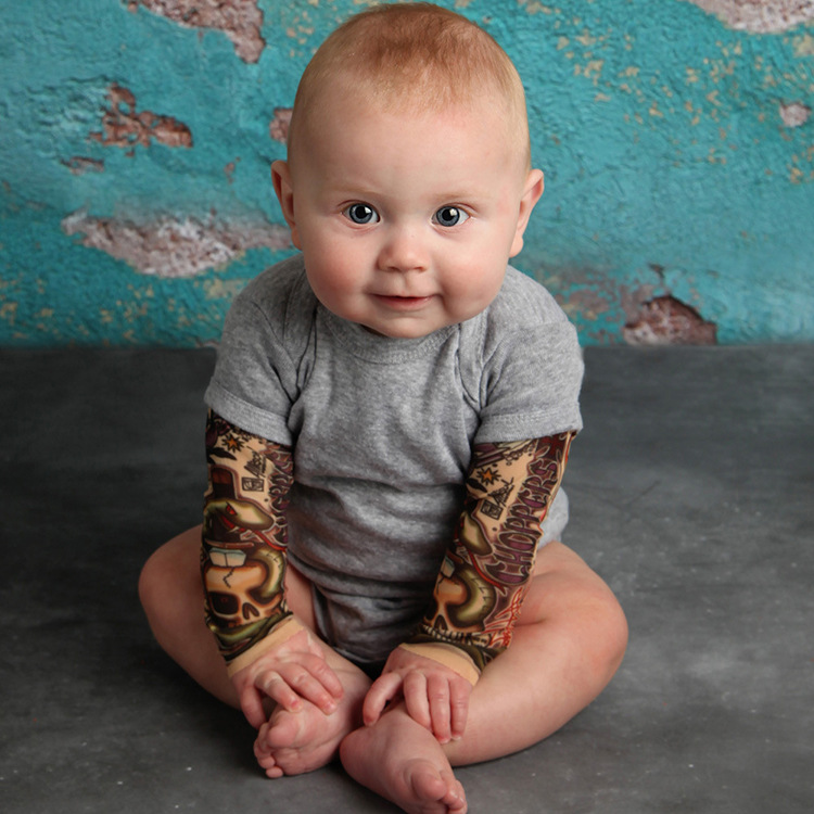 Baby Tattoo patchwork Sleeve Romper