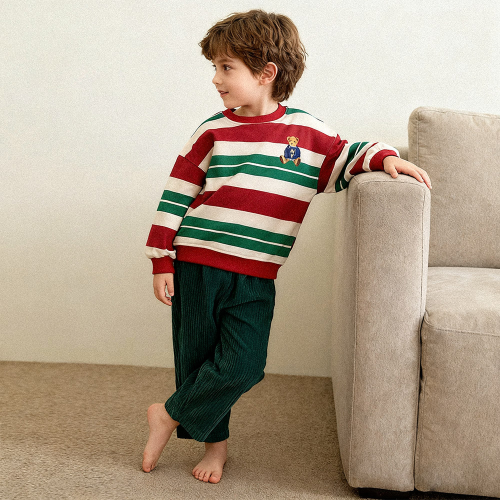 Baby & Kids Christmas Bear Stripe Sweatshirt 
