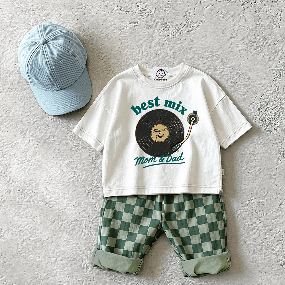 BEST MIX Baby & Kids Phonograph Checkerboard 2 Piece Set