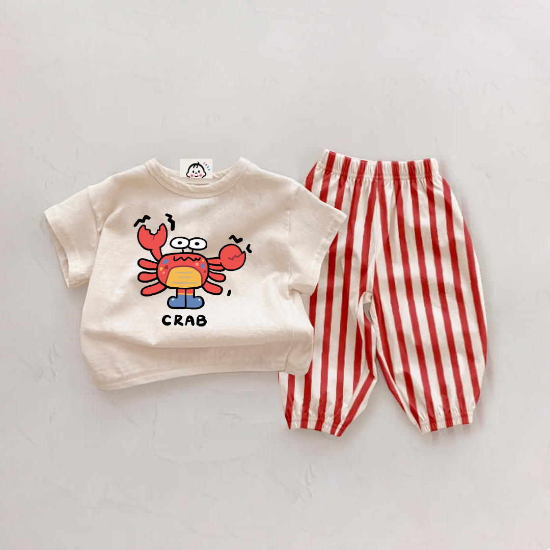 Baby 2 Piece Crab Stripe Pants Sets