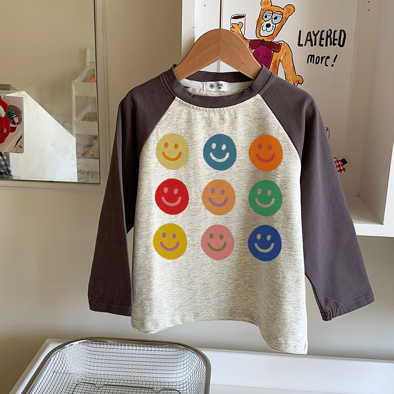 Kids Smiley Contrast Color T-Shirt