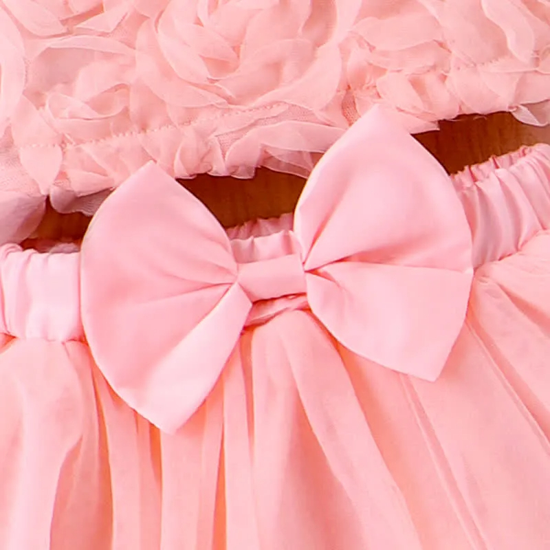Baby 2-Piece Solid Color Rose Tulle Set