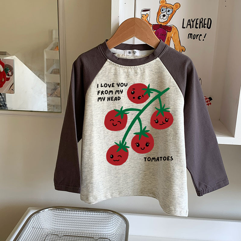 I LOVE YOU FROM MY HEAD Kid Tomato Contrast Color T-Shirt
