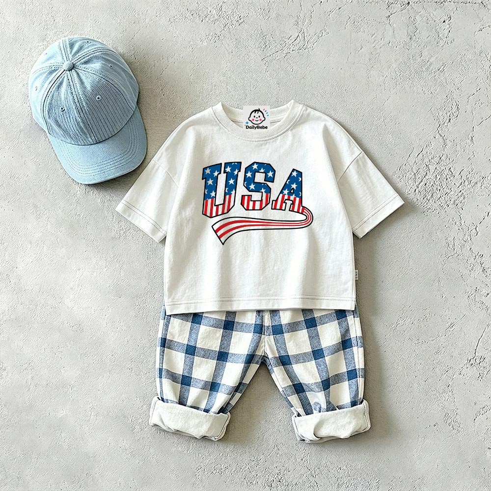 USA Baby & Kids Plaid 2 Piece Set
