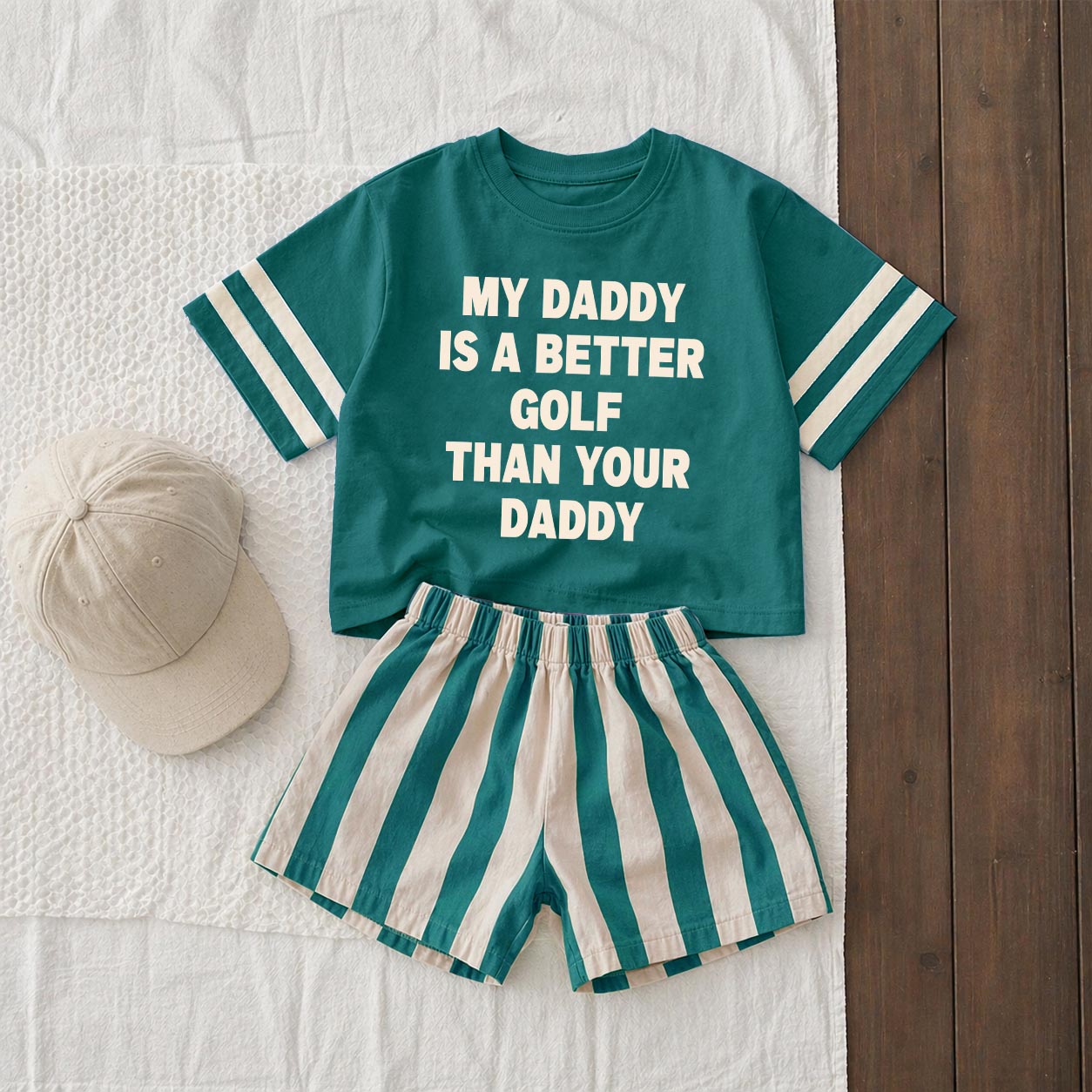 MY DADDY IS A BETTER GOLF THAN YOUR  DADDY Baby & Kids Tee and Shorts Sets