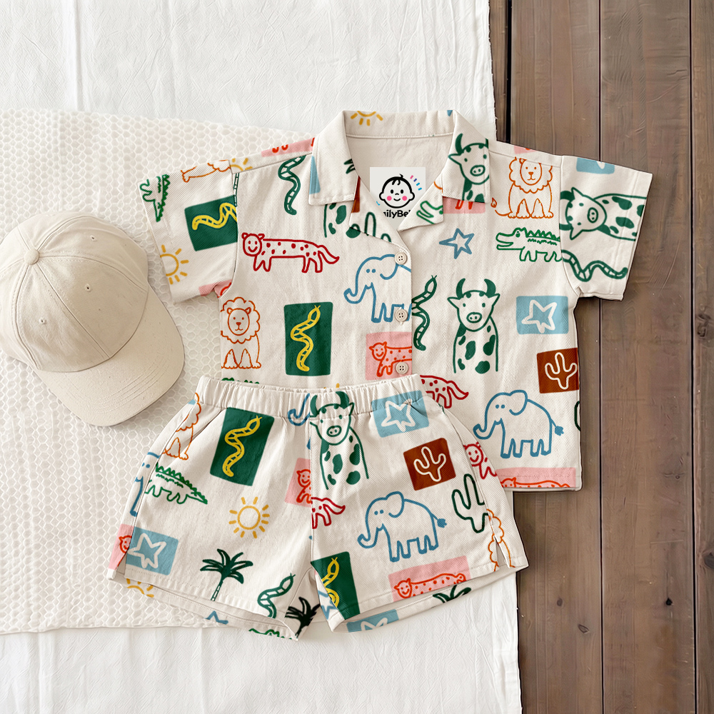 Baby & Kids Animal Graffiti Lapel Beach Sets