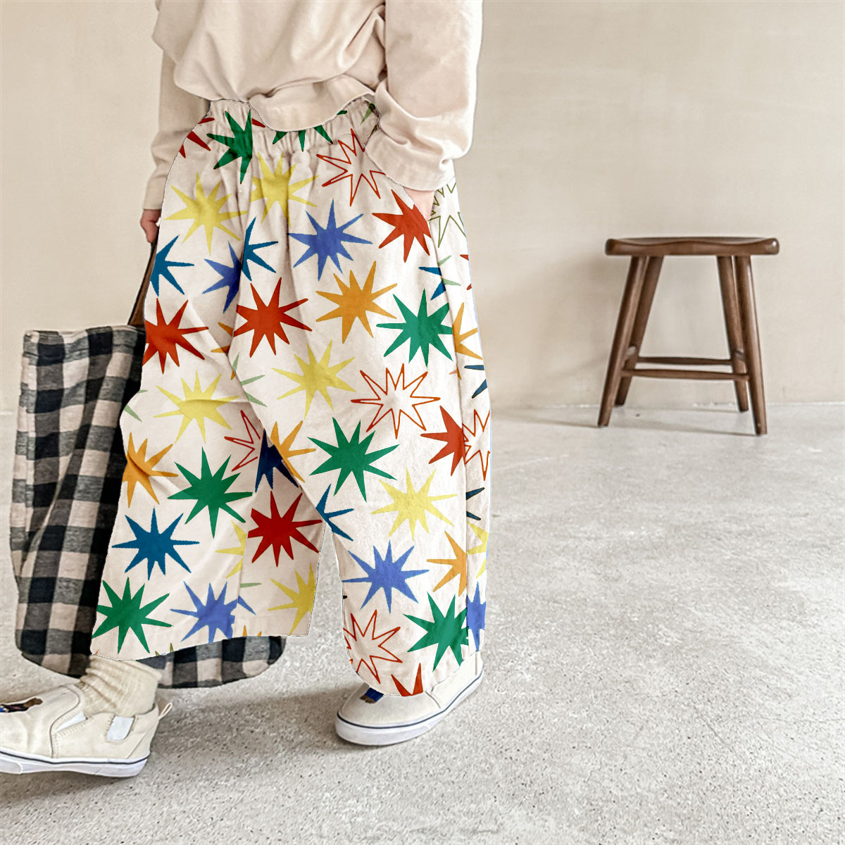 Baby & Kids Retro Starburst Print Beige Pants
