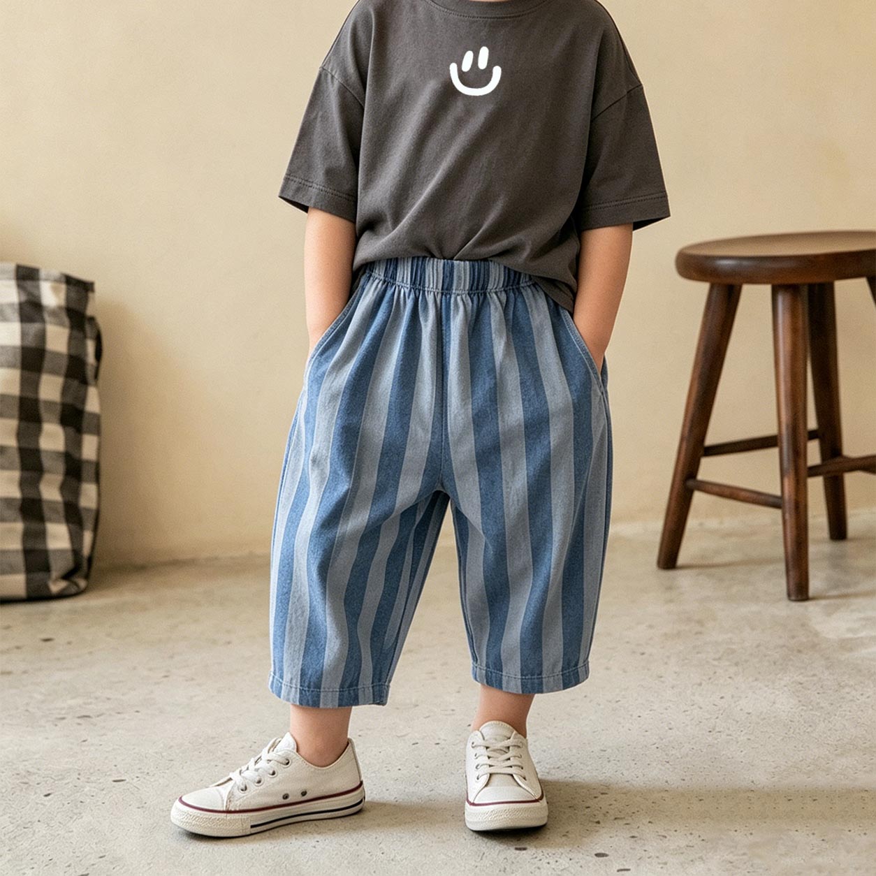 Baby & Kids Stripe Print Denim Pants