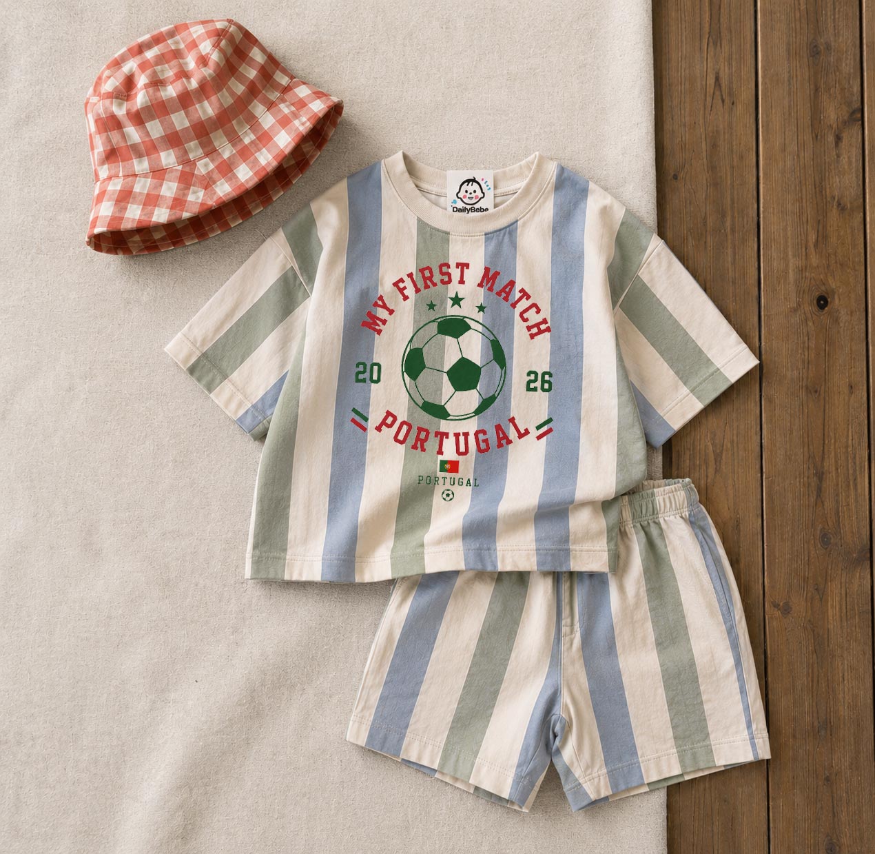MY FRIST MATCH 2026 PORTUGAL Baby Toddler Soccer Tee and Shorts Sets