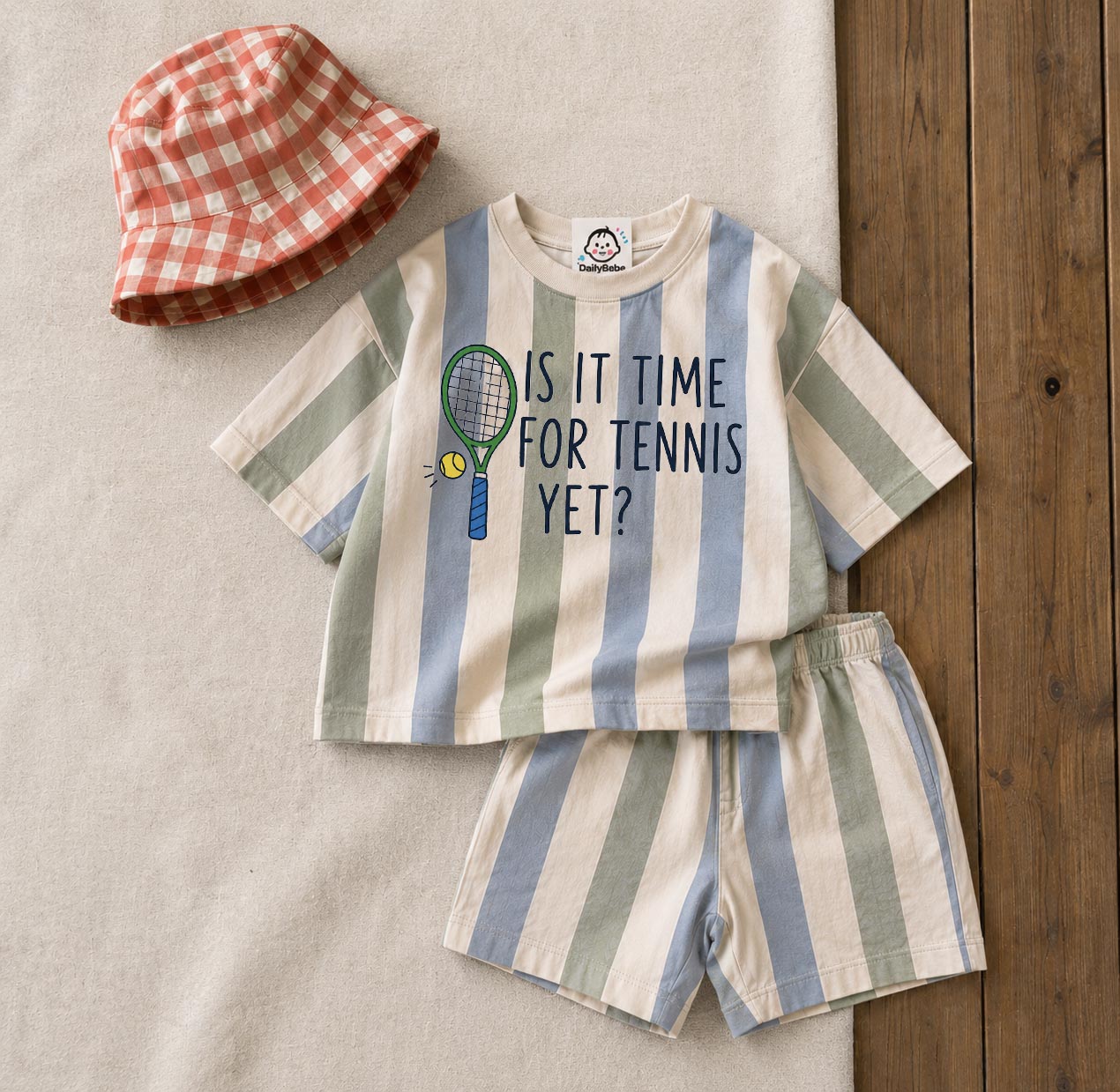 Baby & Kids Tennis Stripe Tee and Shorts Sets
