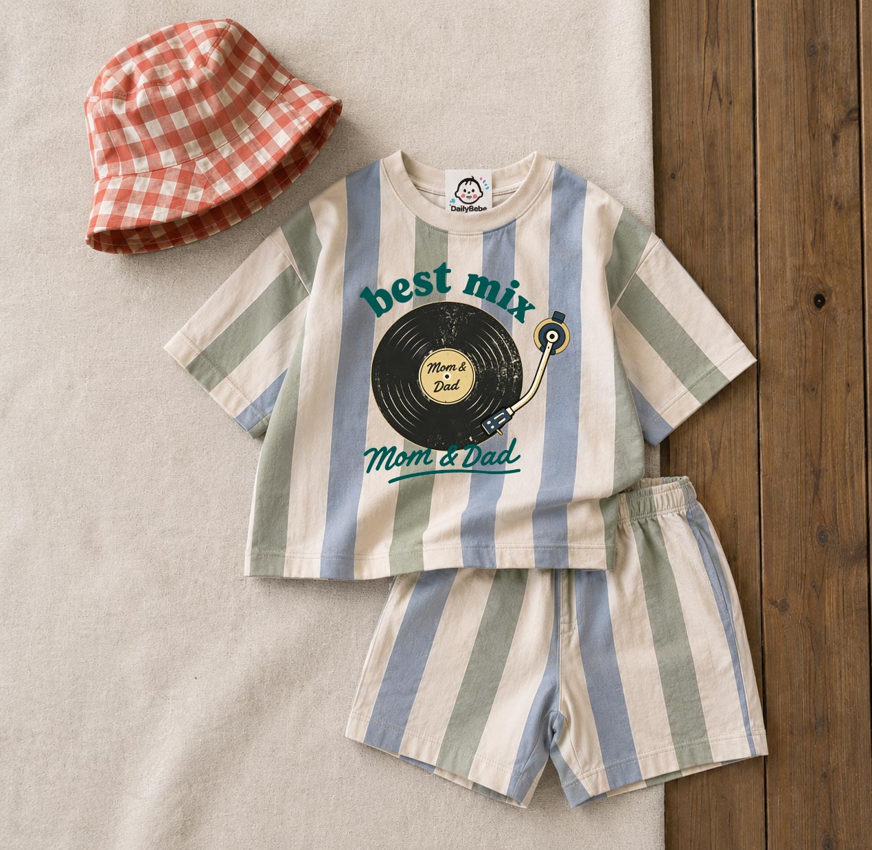 Baby & Kids Dog Skateboard Colorful Plaid 2 Piece Set
