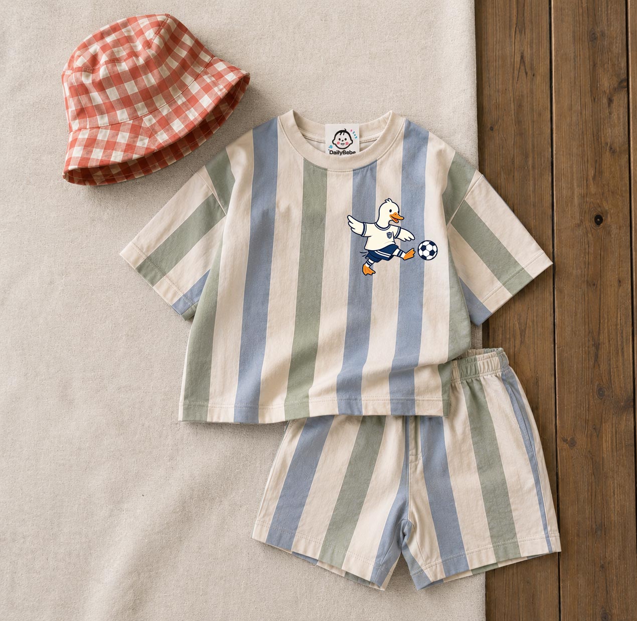 Baby & Kids Soccer Goose Stripe Tee and Shorts  Sets