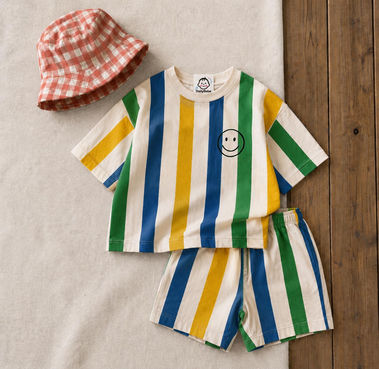 Baby & Kids Dog Skateboard Colorful Plaid 2 Piece Set