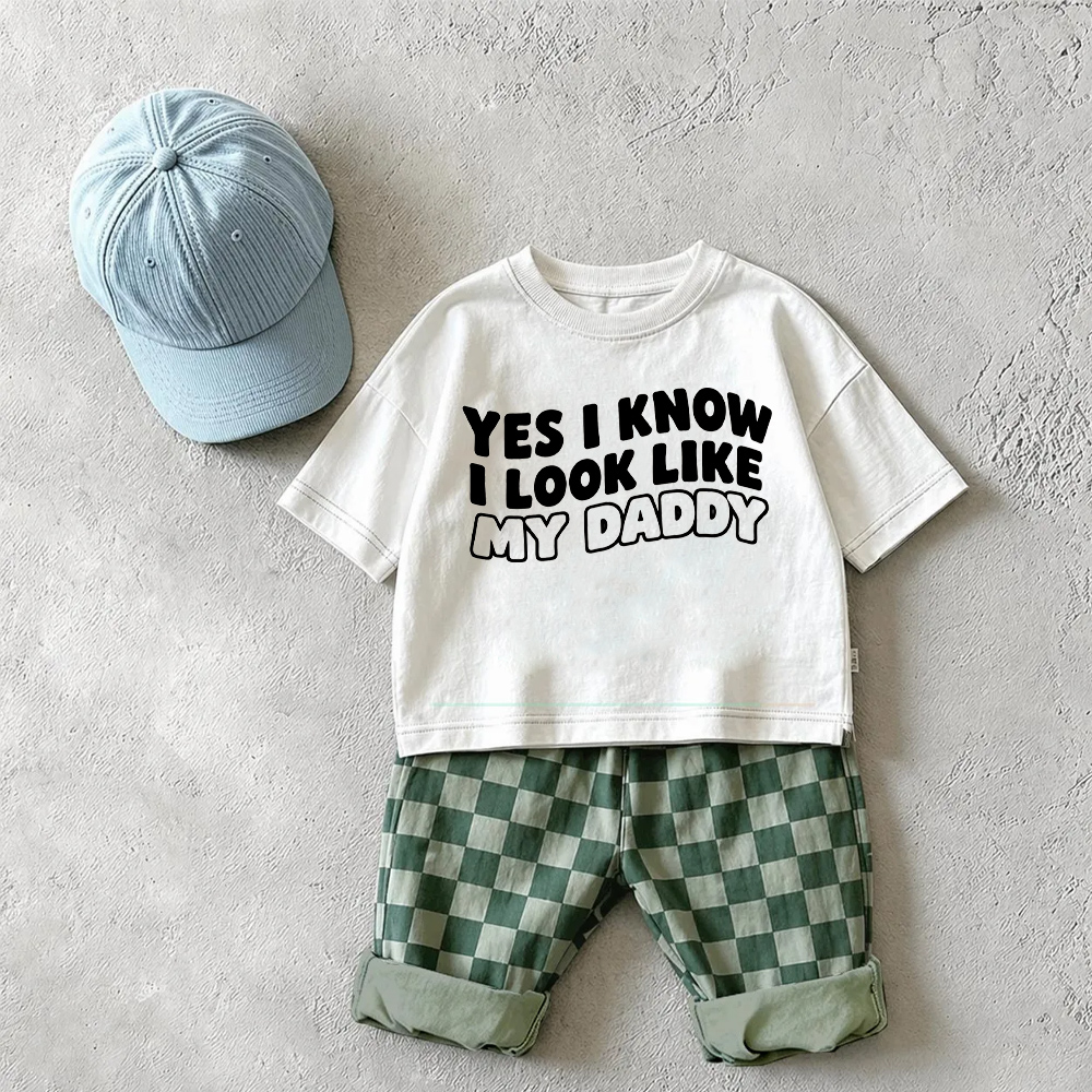 YES I KNOW I LOOK LIKE MY DADDY Baby & Kids Checkerboard 2 Piece Set