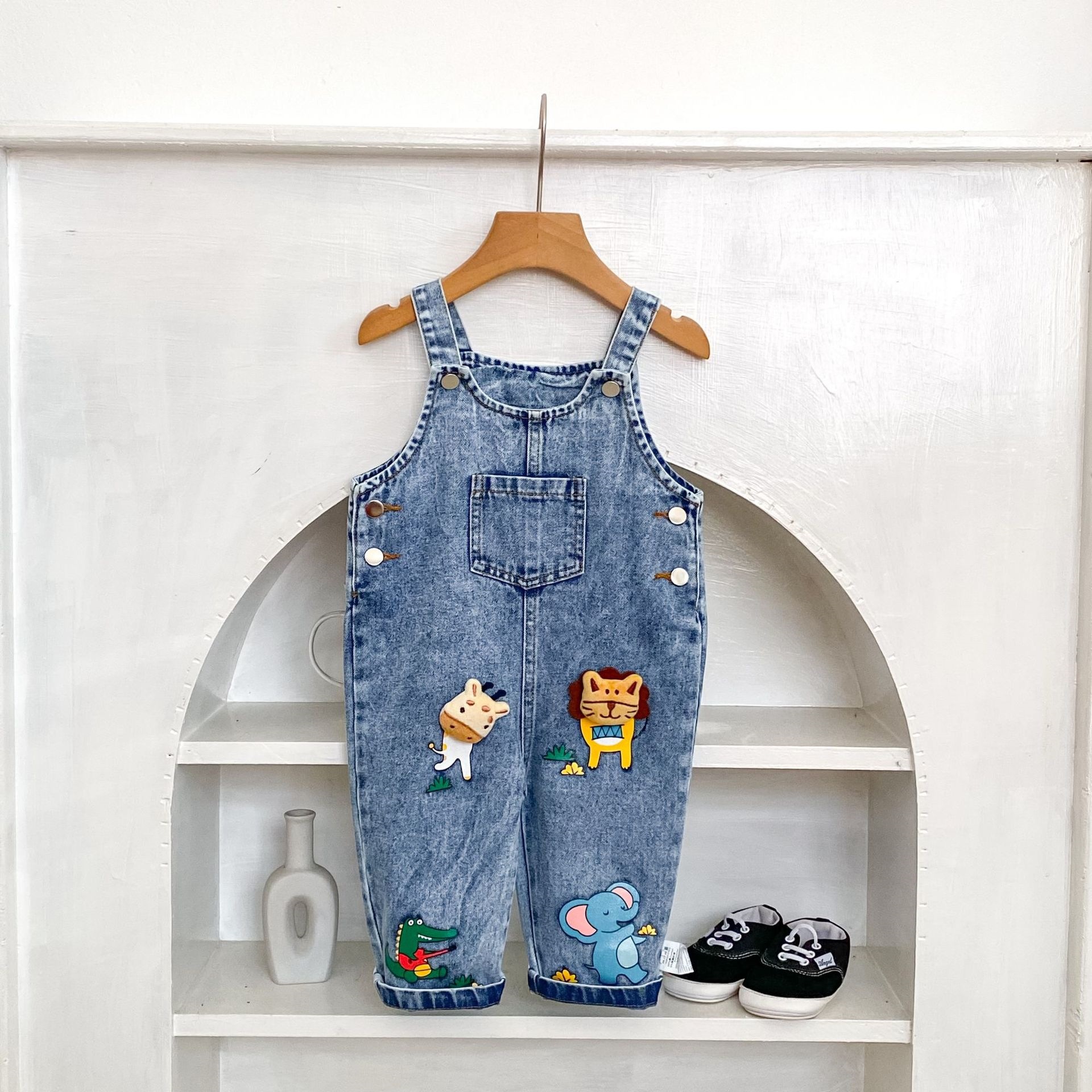 Baby Toddler Cartoon Animals Denim Overalls