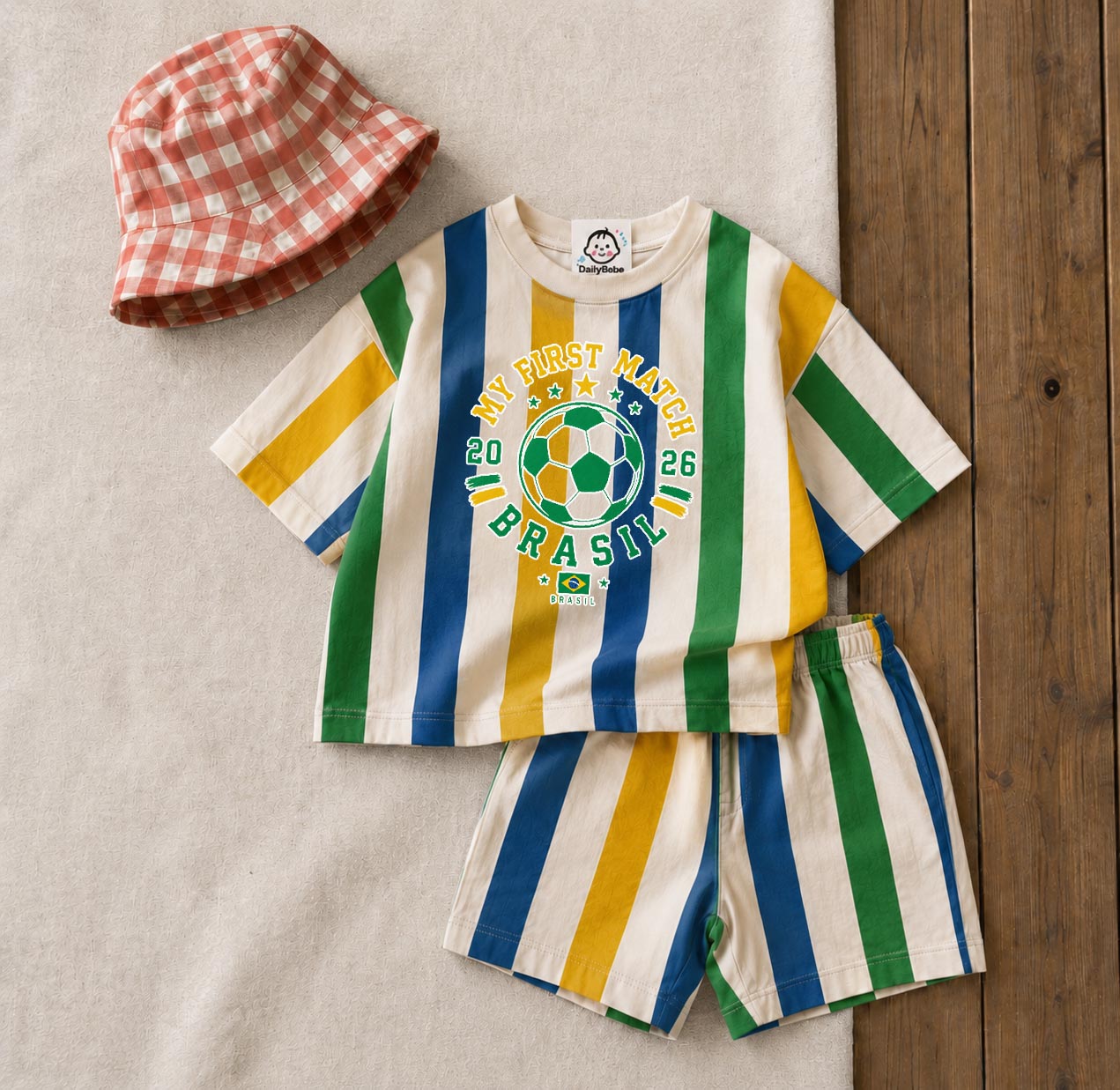 Baby & Kids Dog Skateboard Colorful Plaid 2 Piece Set
