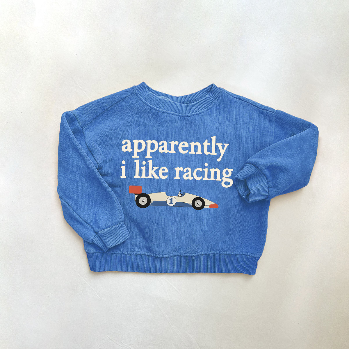 APPARENTLY I LIKE RACING Baby & Kids Blue Sweatshirt