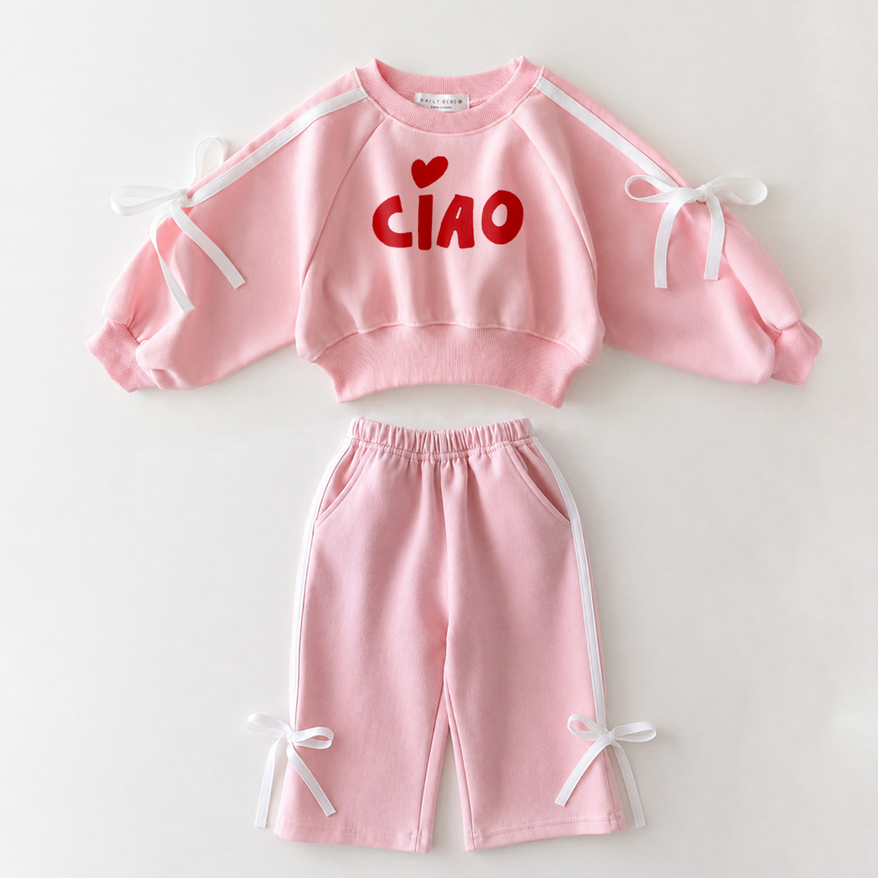 CIAO Toddler Girl Bow Tie Web Sweatshirt Pants set