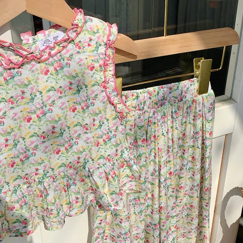 Toddler 2-Piece Loose Flower Sleeveless Set