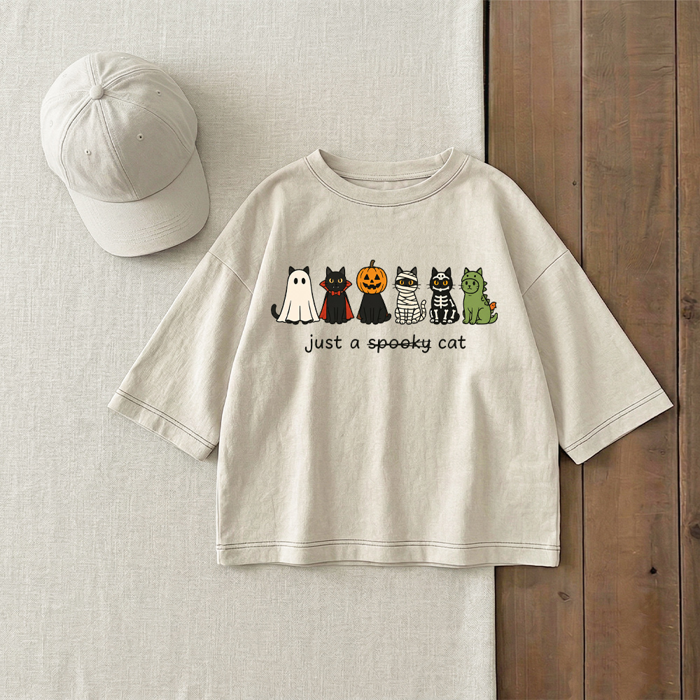JUST A SPOOKY CAT Baby & Kids Halloween T-Shirt (6M-12Y)