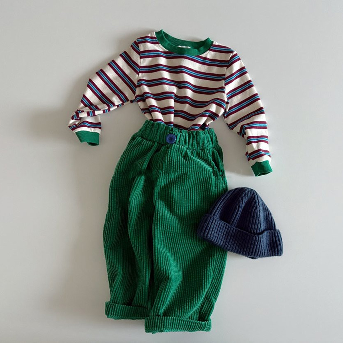 Kid Baby Solid Color Corduroy Casual Pants